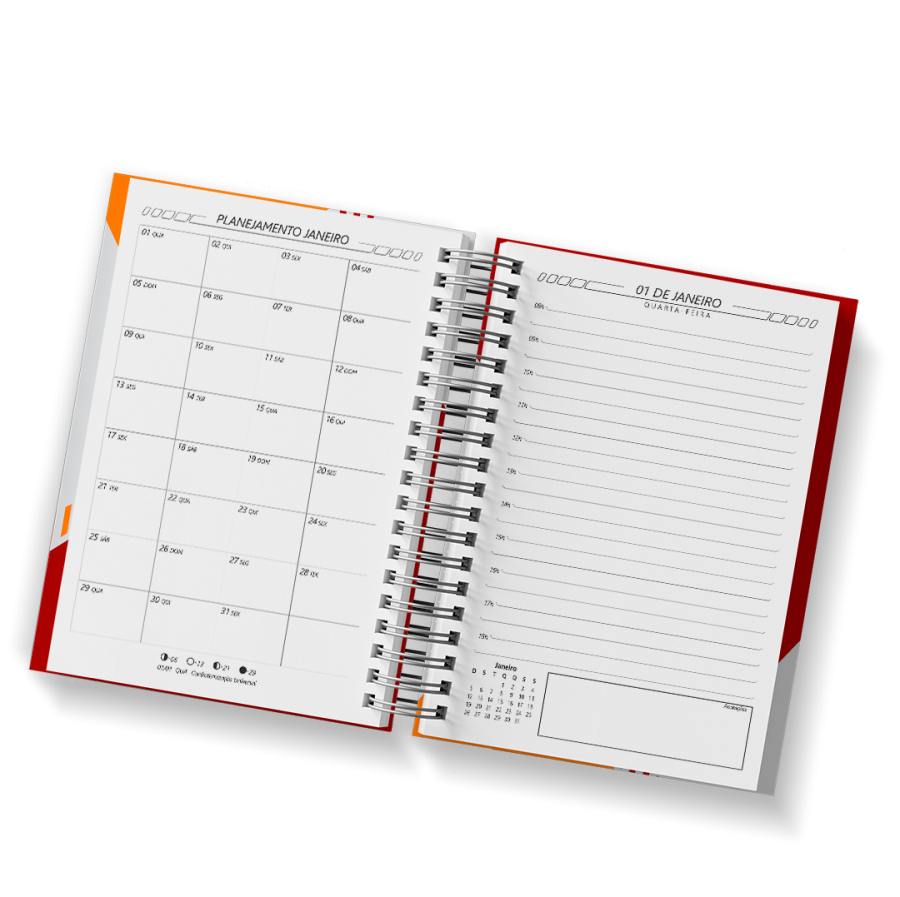 AGENDA 2025 MODELO COMERCIAL A5 148mm x 210mm Capa Dura Colorido Pomer Center Gráfica