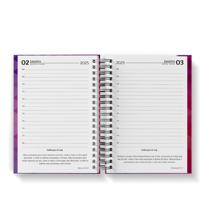 AGENDA 2025 MODELO EDIFICANTE A5 148mm x 210mm Capa Dura Colorido Pomer Center Gráfica